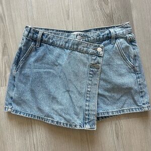 Altar’d State Light Blue Denim Wrap Skort - Women's Casual Shorts